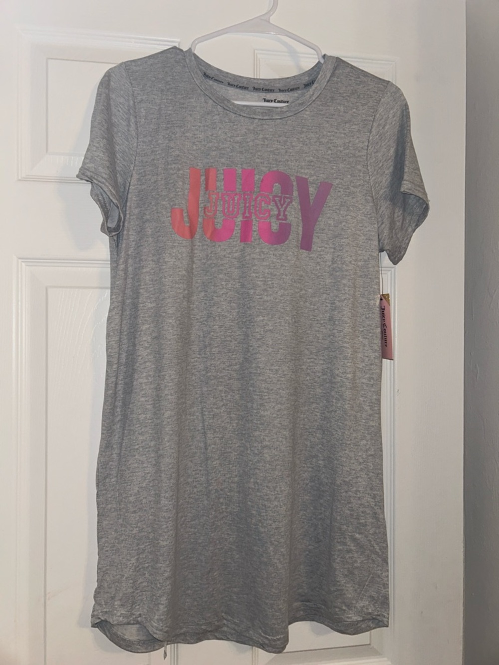 Juicy Couture Gray Tee Dress with Pink-Purple Ombre Logo